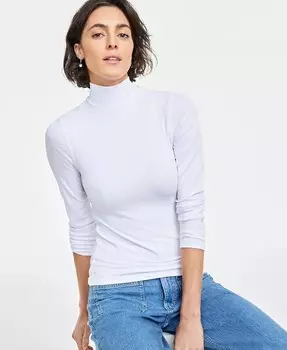 Женский топ в рубчик с воротником-стойкой и длинными рукавами On 34th, белый