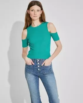 Женский топ в рубчик с вырезом Nalle, зеленый