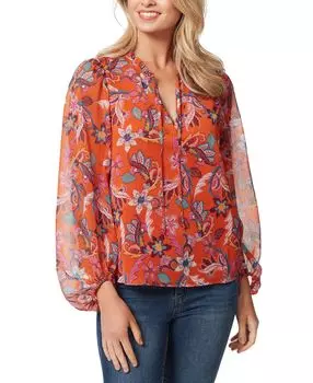 Женский топ в стиле бохо с рубиновым принтом и объемными рукавами Jessica Simpson, мульти