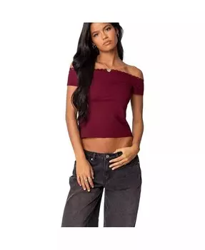 Женский топ Xoe с открытыми плечами и кружевной отделкой Edikted, красный