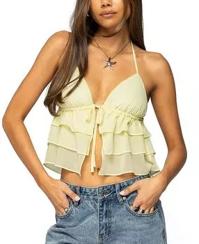 Женский топ Zephi с разрезом спереди и рюшами Edikted, желтый