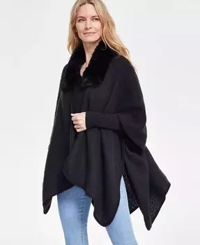 Женский топпер с воротником из искусственного меха I.N.C. International Concepts, черный