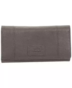 Женский трехстворчатый кошелек с защитой RFID из коллекции Pebbled Collection Wing Wallet Mancini, серый