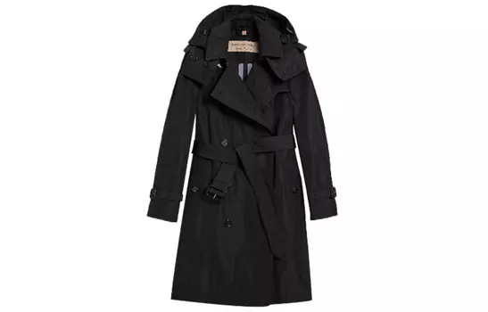 Женский тренч Burberry Amberford с капюшоном, черный, цвет Black