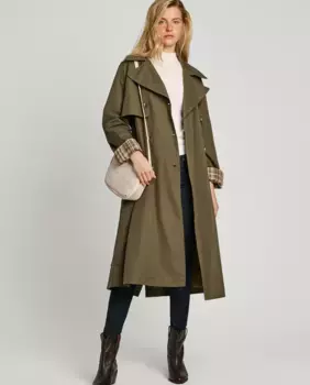Женский тренч на двубортной застежке Pepe Jeans, темно-зеленый