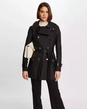 Женский тренч с аппликациями под кожу Morgan, черный