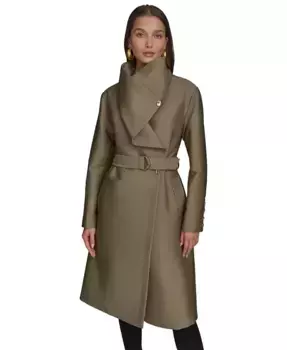 Женский тренч с драпированным воротом Donna Karan New York, зеленый