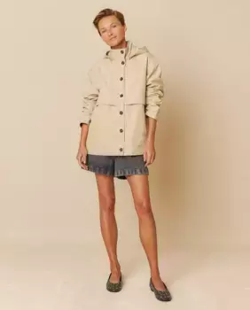 Женский тренч с капюшоном и длинными рукавами Indi & Cold, цвет Piedra