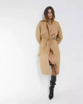 Женский тренч с логотипом и поясом в тон Lola Casademunt, цвет Camel