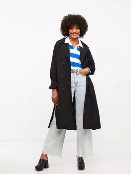 Женский Тренч с прямым воротником и длинным рукавом LCW Casual