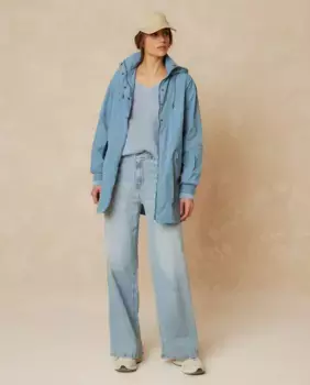 Женский тренч с высоким воротником и длинными рукавами Indi & Cold, светло-голубой