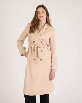 Женский тренчкот с двубортной застежкой Naf Naf, бежевый