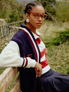 Женский трикотажный кардиган с цветными блоками и V-образным вырезом с длинным рукавом LCW Casual