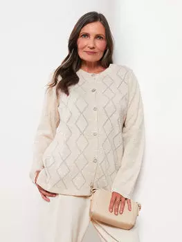 Женский трикотажный кардиган с круглым вырезом и длинными рукавами с вышивкой LCW Grace