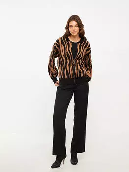 Женский трикотажный кардиган с круглым вырезом и длинными рукавами LCWAIKIKI Classic