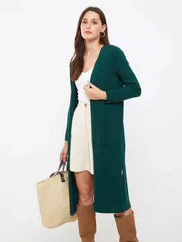 Женский трикотажный кардиган с прямым воротником и длинными рукавами LCWAIKIKI Classic