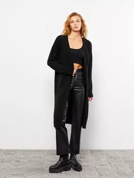 Женский трикотажный кардиган с прямым воротником и длинными рукавами Xside