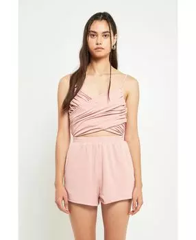 Женский трикотажный комбинезон с присборенными деталями Grey Lab, розовый