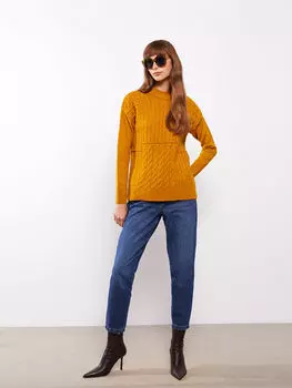 Женский трикотажный свитер с длинным рукавом и узором на половину водолазки LCWAIKIKI Classic