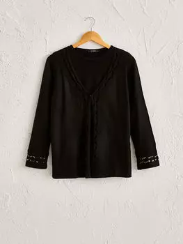 Женский трикотажный свитер с длинным рукавом и кардиган LCW Grace