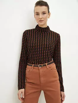 Женский трикотажный свитер с длинным рукавом и узором до половины водолазки LCWAIKIKI Classic