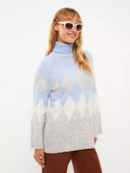 Женский трикотажный свитер с длинным рукавом и узором "водолазка" LCWAIKIKI Classic