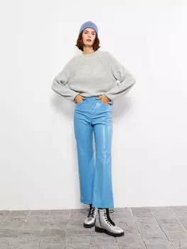 Женский трикотажный свитер с длинным рукавом и воротником-стойкой LCW Casual