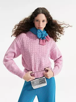 Женский трикотажный свитер с длинным рукавом с высоким воротником и узором LCW Casual