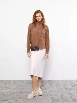 Женский трикотажный свитер с длинным рукавом с высоким воротником и узором LCW Casual