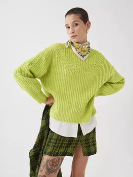 Женский трикотажный свитер с длинными рукавами и высоким воротником с рисунком LCW Casual, светло-зеленый