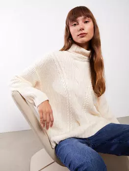 Женский трикотажный свитер с длинными рукавами и водолазкой с узором LCWAIKIKI Basic