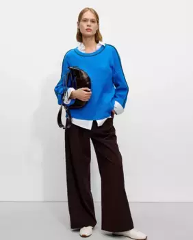 Женский трикотажный свитер с длинными рукавами и контрастной линией Parfois, синий