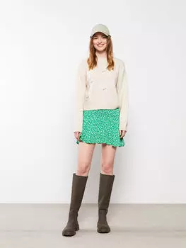 Женский трикотажный свитер с круглым вырезом и вышивкой с длинным рукавом Xside