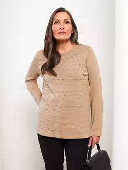 Женский трикотажный свитер с круглым вырезом и длинным рукавом LCW Grace