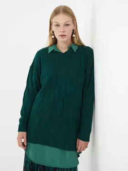 Женский трикотажный свитер с круглым вырезом и длинным рукавом LCWAIKIKI Classic