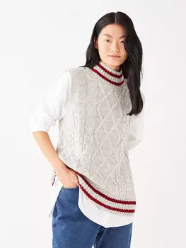 Женский трикотажный свитер с полуводолазкой и узором LCW Casual