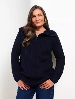 Женский трикотажный свитер с прямым воротником поло и длинным рукавом LCW Grace