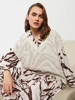 Женский трикотажный свитер с V-образным вырезом и узором LCWAIKIKI Classic