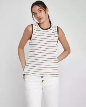 Женский трикотажный топ без рукавов в рубчик Trucco, белый