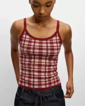 Женский трикотажный топ на бретелях с принтом в клетку Parfois, бордовый