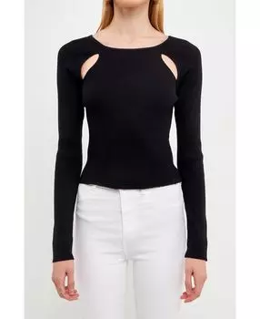 Женский трикотажный топ с двойным вырезом endless rose, черный