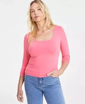 Женский трикотажный топ с квадратным вырезом и длинными рукавами On 34th, розовый