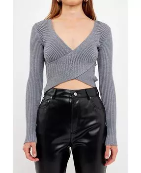 Женский трикотажный топ с v-образным вырезом и запахом endless rose, серый