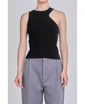 Женский трикотажный топ с вырезом endless rose, черный