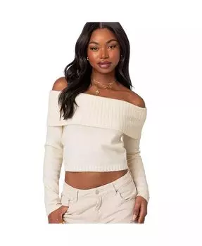 Женский трикотажный топ Tamara Fold Over Edikted, коричневый/бежевый