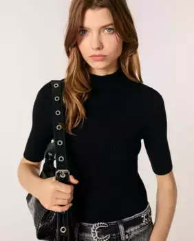 Женский трикотажный топ в рубчик Maje, чёрный