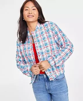 Женский твидовый бомбер металлик On 34th, синий