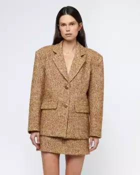 Женский твидовый пиджак с подплечниками Wild Pony, коричневый