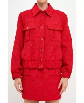 Женский твидовый жакет с двумя карманами endless rose, красный