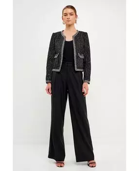 Женский твидовый жакет с пайетками endless rose, черный